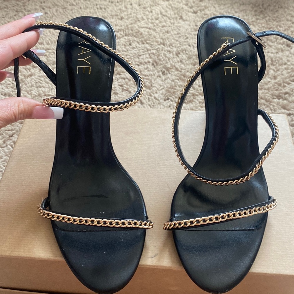 Raye Chain Block Ankle Strap Heels